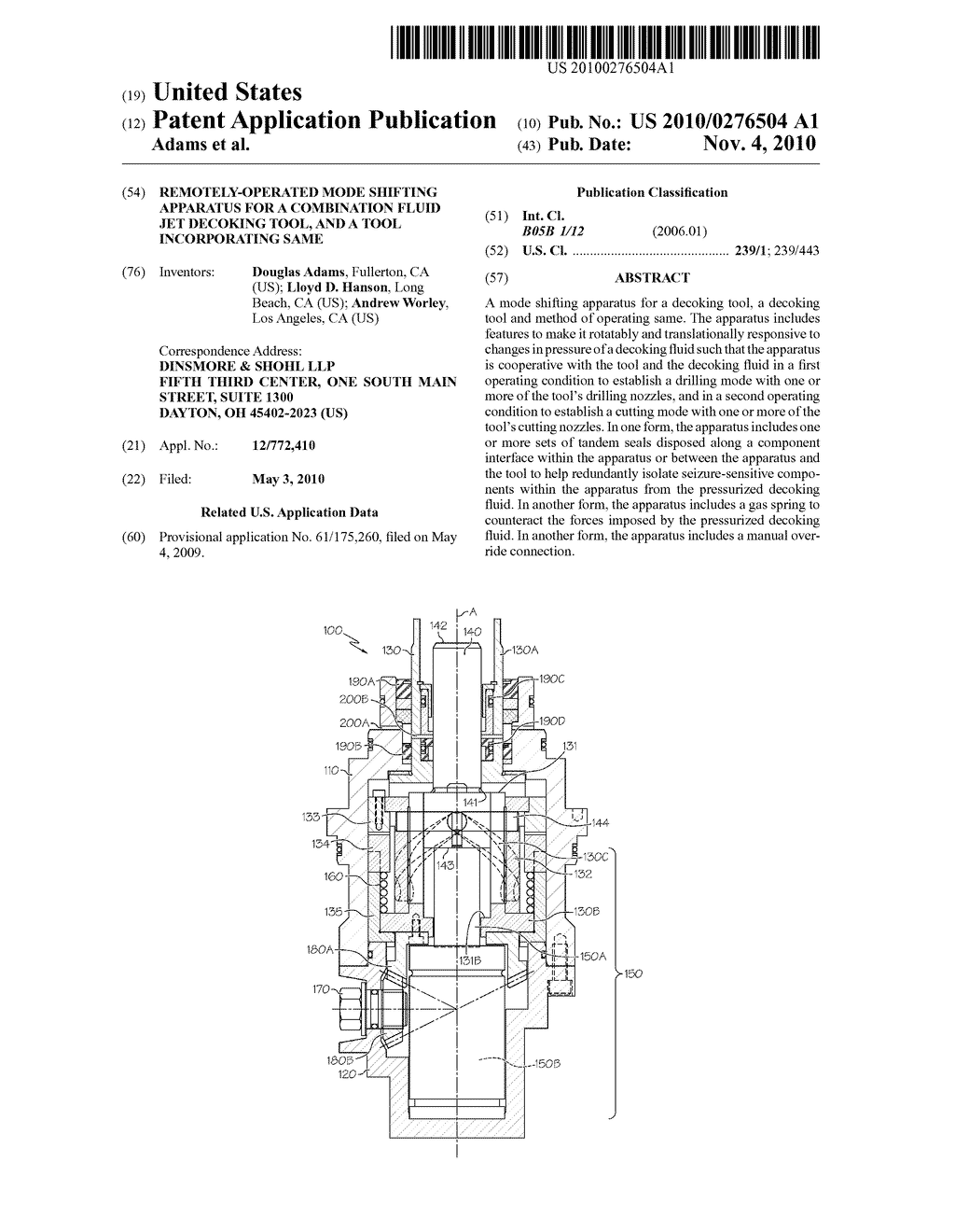 REMOTELY-OPERATED MODE SHIFTING APPARATUS FOR A COMBINATION FLUID JET DECOKING TOOL, AND A TOOL INCORPORATING SAME - diagram, schematic, and image 01