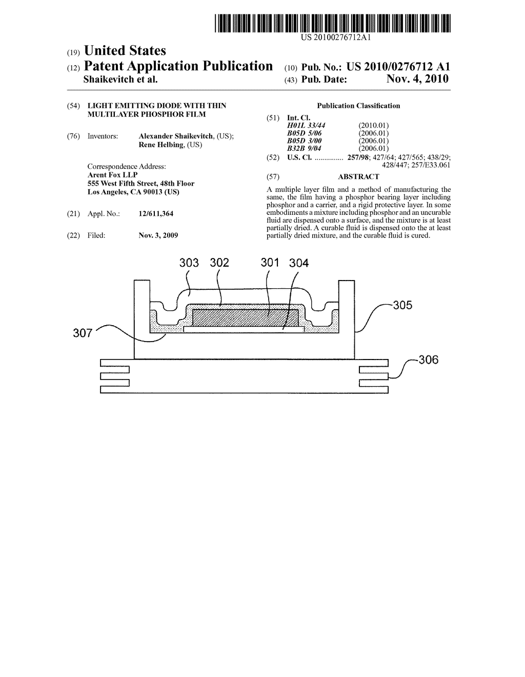 LIGHT EMITTING DIODE WITH THIN MULTILAYER PHOSPHOR FILM - diagram, schematic, and image 01