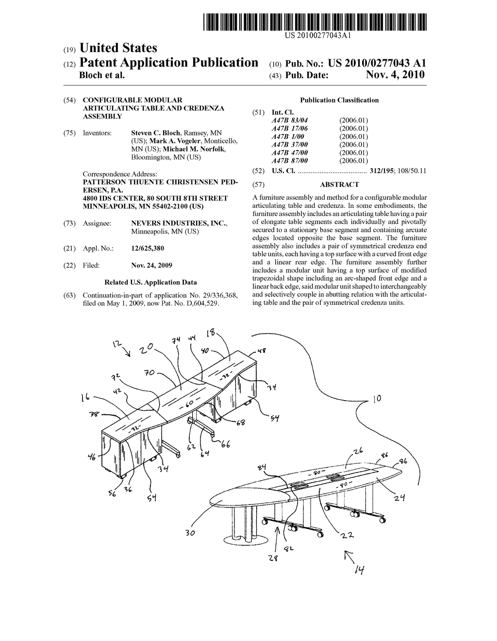 Configurable modular articulating table and credenza assembly - diagram, schematic, and image 01