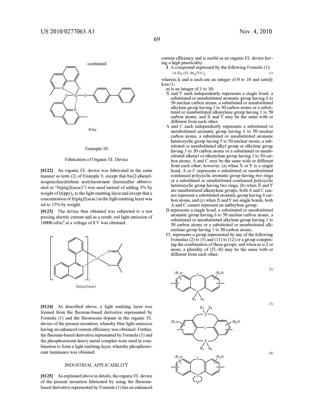 FLUORENE-BASED DERIVATIVE AND ORGANIC ELECTROLUMINESCENCE DEVICE EMPLOYING THE SAME - diagram, schematic, and image 70