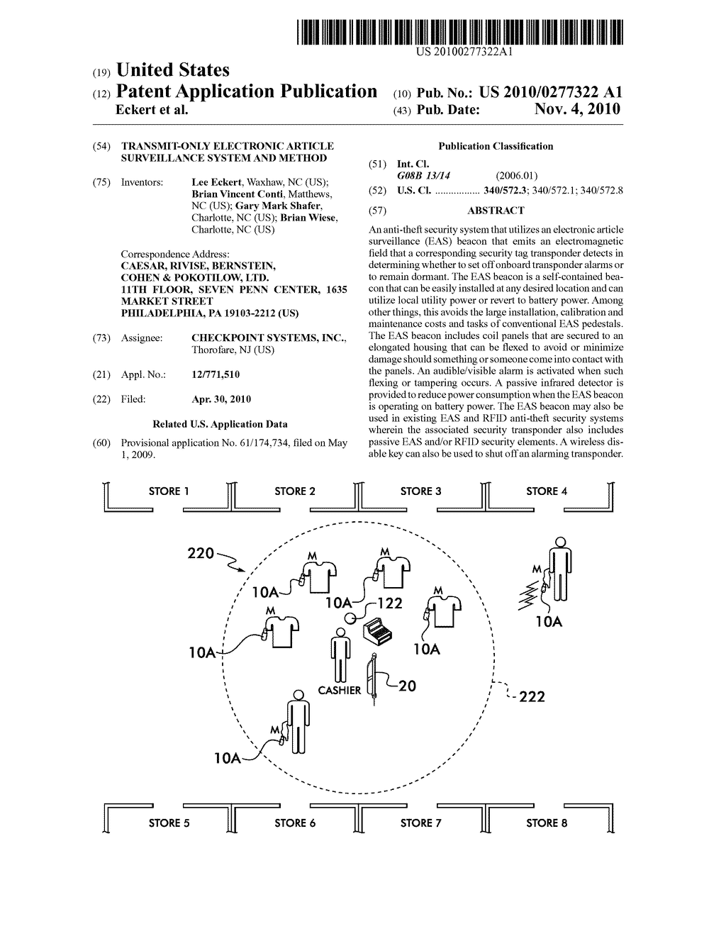 TRANSMIT-ONLY ELECTRONIC ARTICLE SURVEILLANCE SYSTEM AND METHOD - diagram, schematic, and image 01