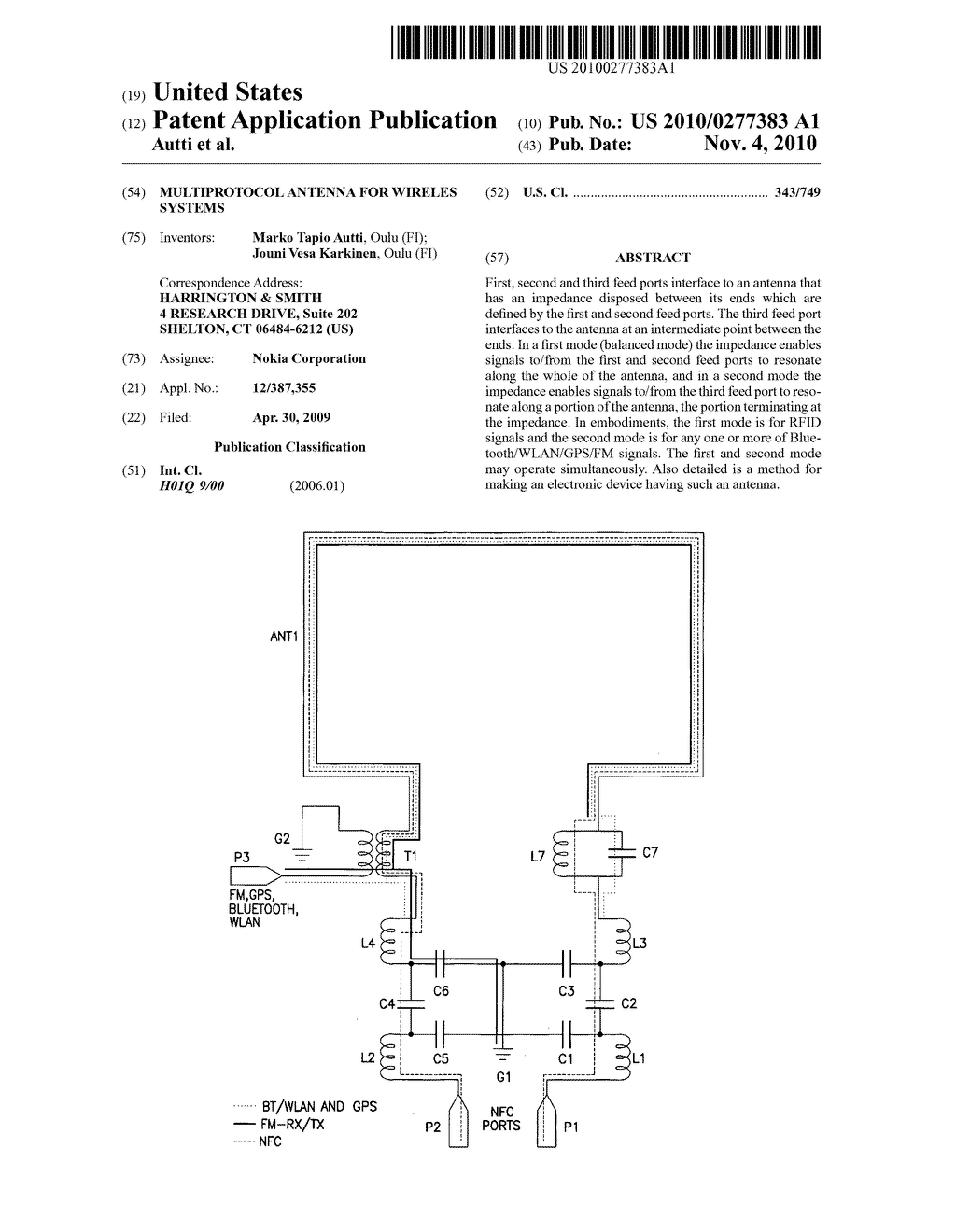 Multiprotocol antenna for wireles systems - diagram, schematic, and image 01