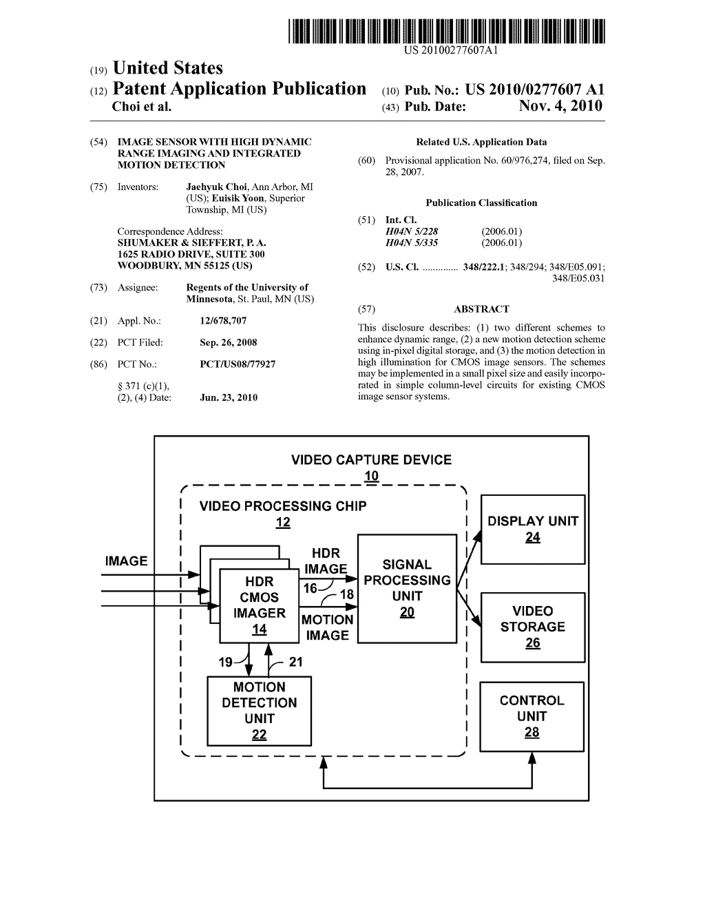 IMAGE SENSOR WITH HIGH DYNAMIC RANGE IMAGING AND INTEGRATED MOTION DETECTION - diagram, schematic, and image 01