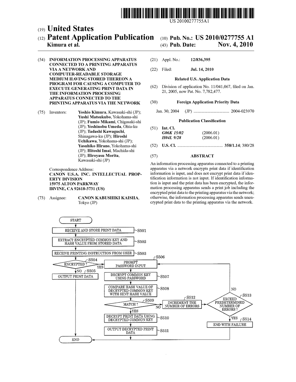 INFORMATION PROCESSING APPARATUS CONNECTED TO A PRINTING APPARATUS VIA A NETWORK AND COMPUTER-READABLE STORAGE MEDIUM HAVING STORED THEREON A PROGRAM FOR CAUSING A COMPUTER TO EXECUTE GENERATING PRINT DATA IN THE INFORMATION PROCESSING APPARATUS CONNECTED TO THE PRINTING APPARATUS VIA THE NETWORK - diagram, schematic, and image 01
