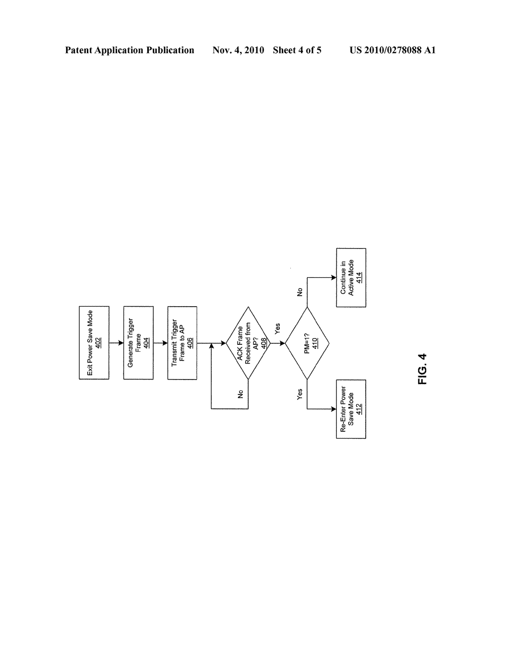 METHOD AND SYSTEM FOR USING POWER MANAGEMENT BITS IN ACKNOWLEDGMENT (ACK) FRAMES RECEIVED FROM WIRELESS ACCESS POINTS - diagram, schematic, and image 05