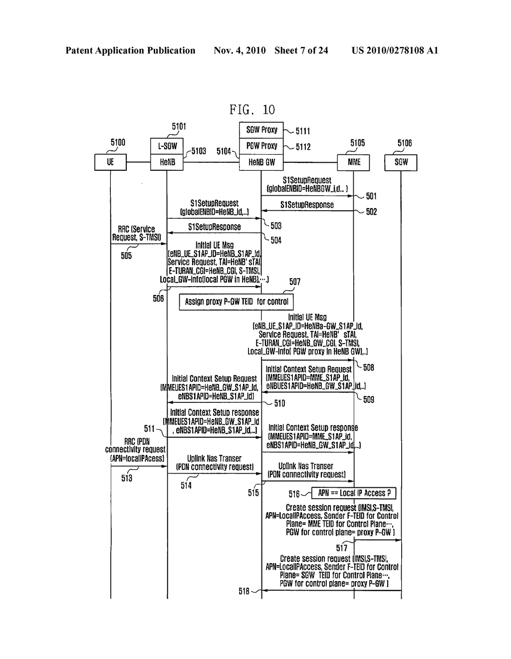 METHOD AND APPARATUS FOR SUPPORTING LOCAL IP ACCESS IN A FEMTO CELL OF A WIRELESS COMMUNICATION SYSTEM - diagram, schematic, and image 08