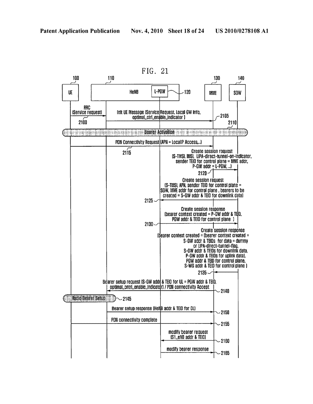 METHOD AND APPARATUS FOR SUPPORTING LOCAL IP ACCESS IN A FEMTO CELL OF A WIRELESS COMMUNICATION SYSTEM - diagram, schematic, and image 19