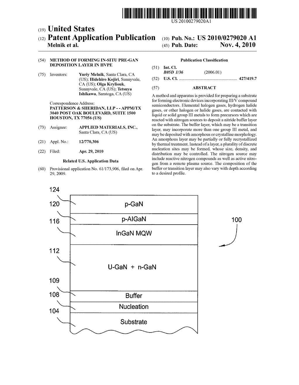 METHOD OF FORMING IN-SITU PRE-GaN DEPOSITION LAYER IN HVPE - diagram, schematic, and image 01