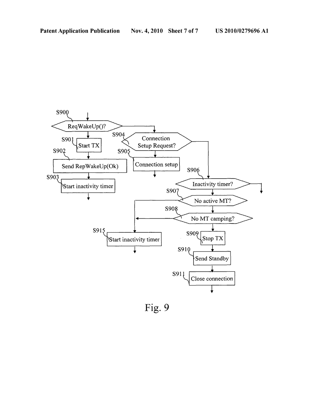 METHOD AND A DEVICE FOR ENABLING A MOBILE TERMINAL TO BE DETECTED BY AT LEAST ONE BASE STATION - diagram, schematic, and image 08