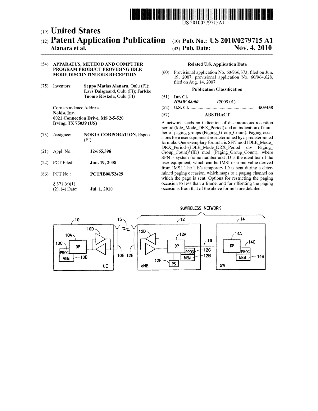 APPARATUS, METHOD AND COMPUTER PROGRAM PRODUCT PROVIDING IDLE MODE DISCONTINUOUS RECEPTION - diagram, schematic, and image 01