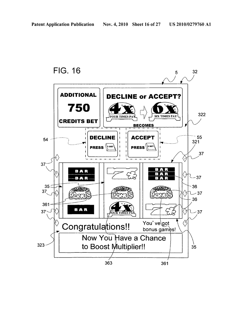 Gaming machine and method of providing a game - diagram, schematic, and image 17