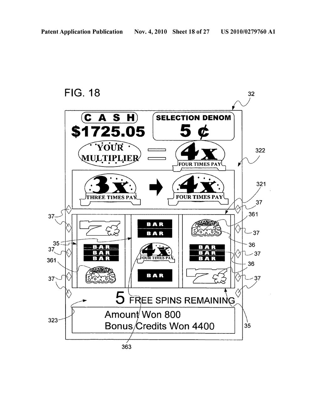 Gaming machine and method of providing a game - diagram, schematic, and image 19