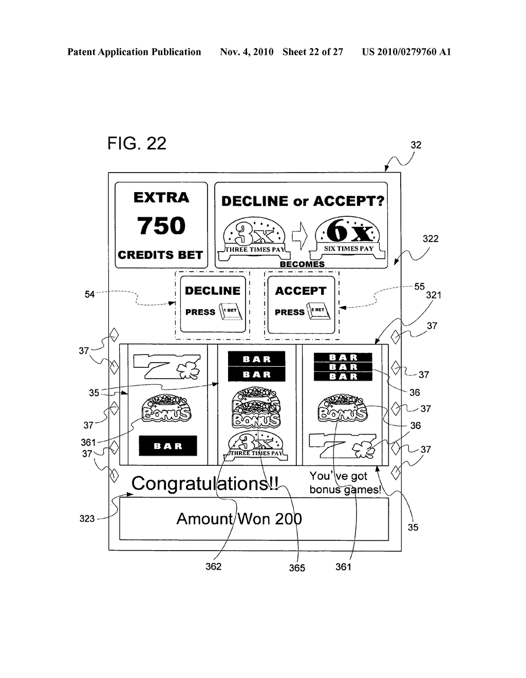 Gaming machine and method of providing a game - diagram, schematic, and image 23