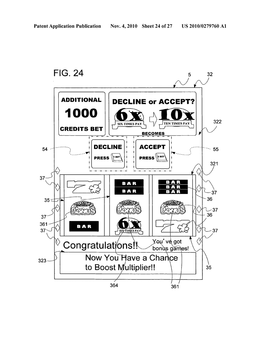 Gaming machine and method of providing a game - diagram, schematic, and image 25