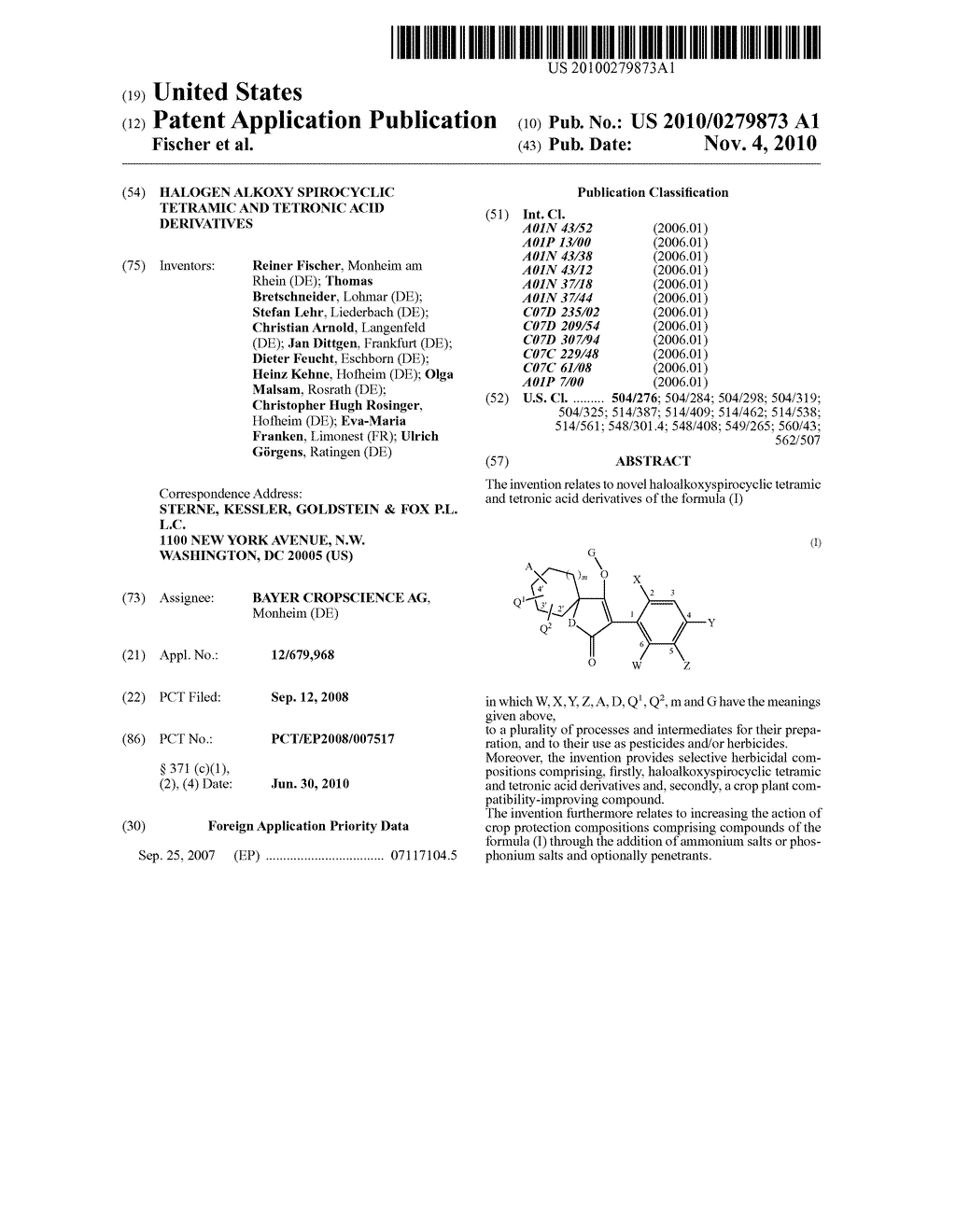 Halogen Alkoxy Spirocyclic Tetramic and Tetronic Acid Derivatives - diagram, schematic, and image 01