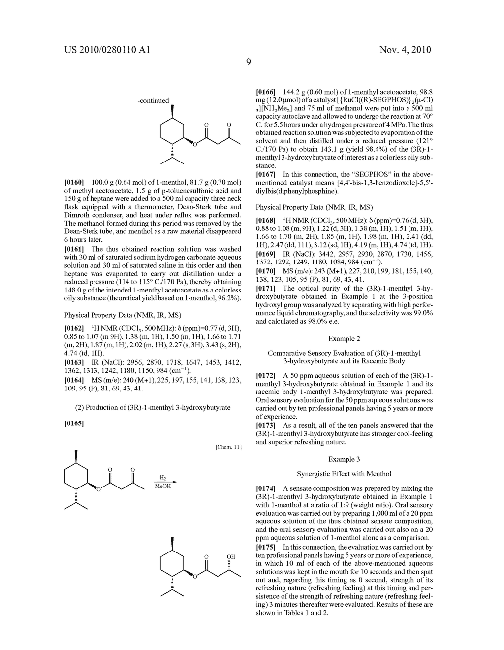 (3R)-L-MENTHYL 3-HYDROXYBUTYRATE, PROCESS FOR PRODUCING THE SAME, AND SENSATE COMPOSITION COMPRISING THE SAME - diagram, schematic, and image 10