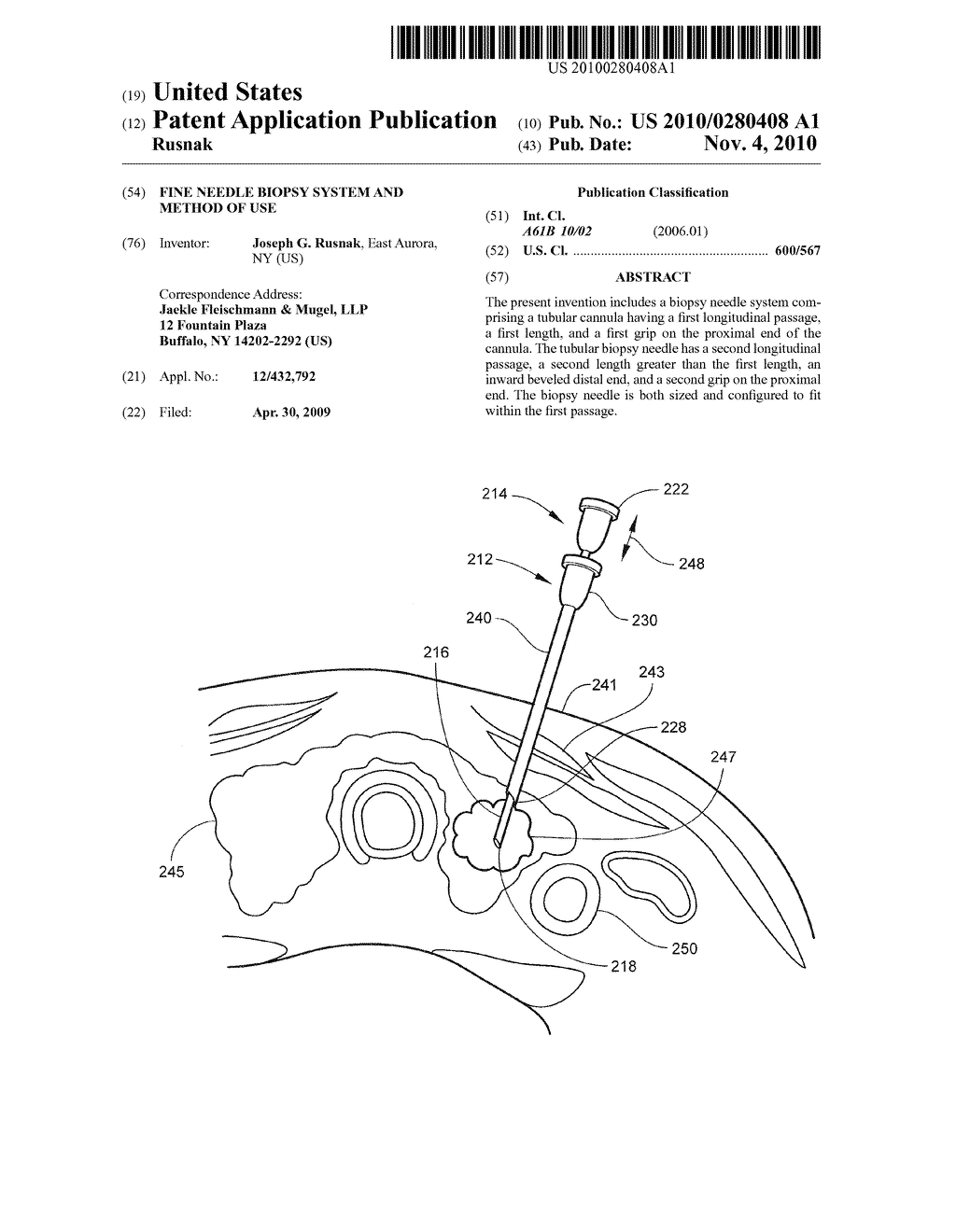 FINE NEEDLE BIOPSY SYSTEM AND METHOD OF USE - diagram, schematic, and image 01