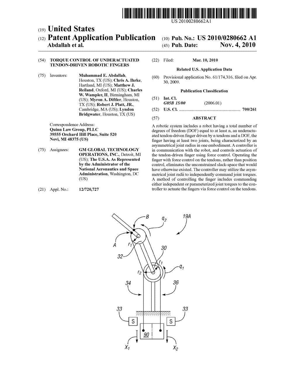 TORQUE CONTROL OF UNDERACTUATED TENDON-DRIVEN ROBOTIC FINGERS - diagram, schematic, and image 01