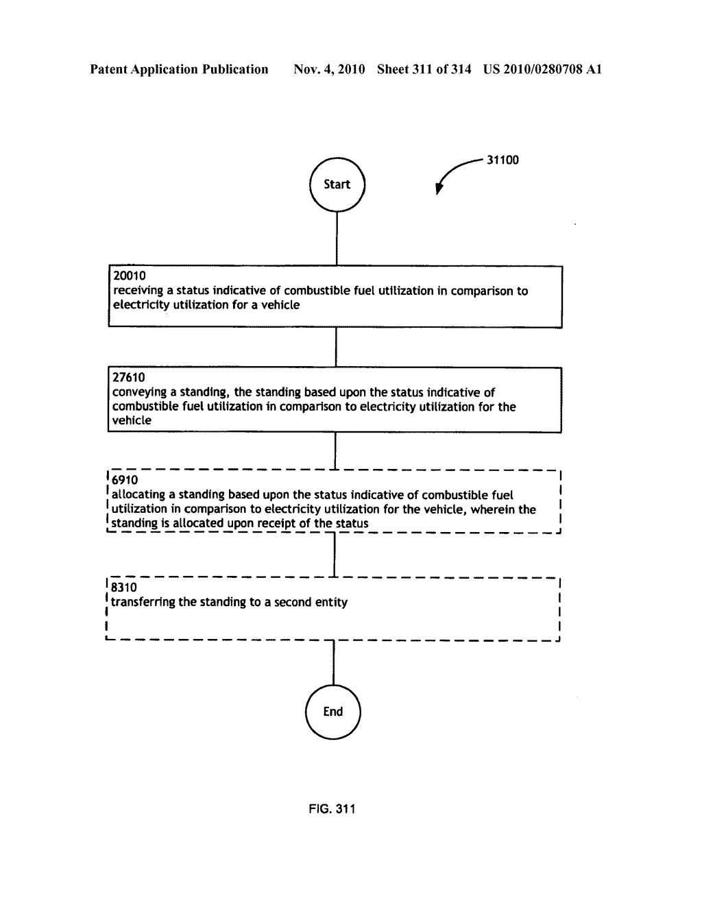 Awarding standings to a vehicle based upon one or more fuel utilization characteristics - diagram, schematic, and image 312