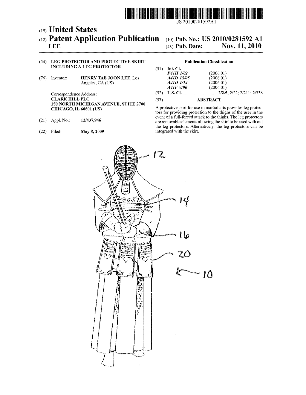 LEG PROTECTOR AND PROTECTIVE SKIRT INCLUDING A LEG PROTECTOR - diagram, schematic, and image 01