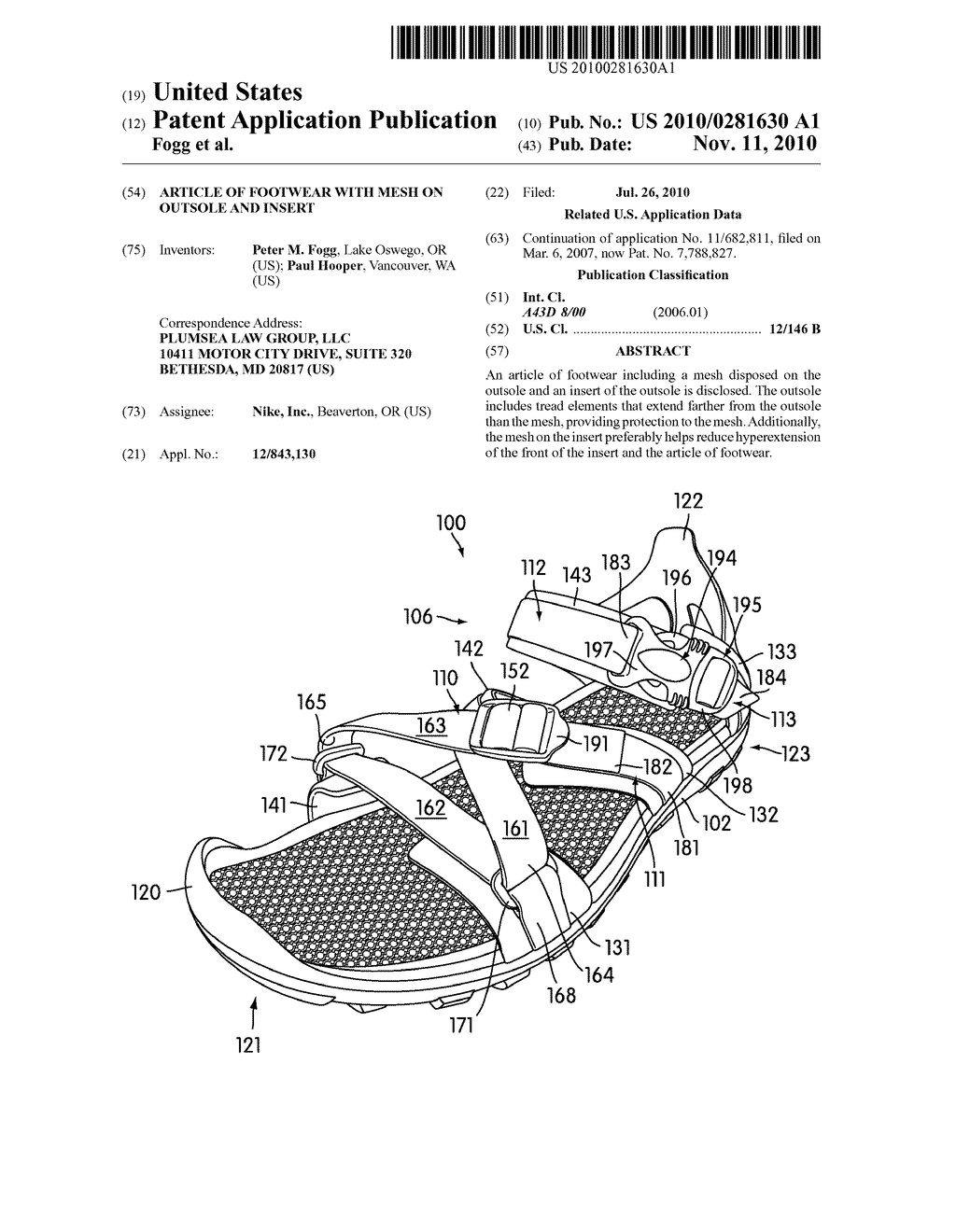 Article of Footwear with Mesh on Outsole and Insert - diagram, schematic, and image 01