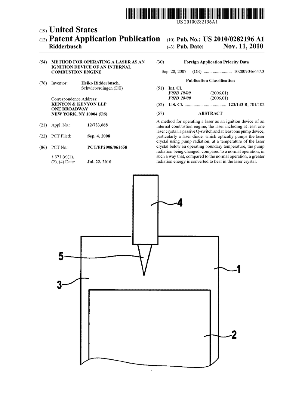 METHOD FOR OPERATING A LASER AS AN IGNITION DEVICE OF AN INTERNAL COMBUSTION ENGINE - diagram, schematic, and image 01