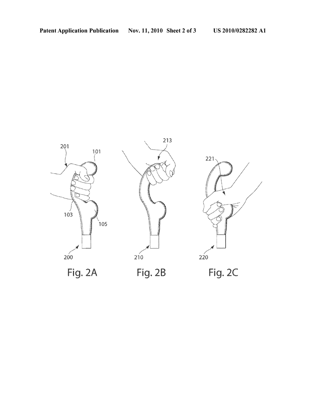 Walking stick with a handle that provides a user with improved grips - diagram, schematic, and image 03