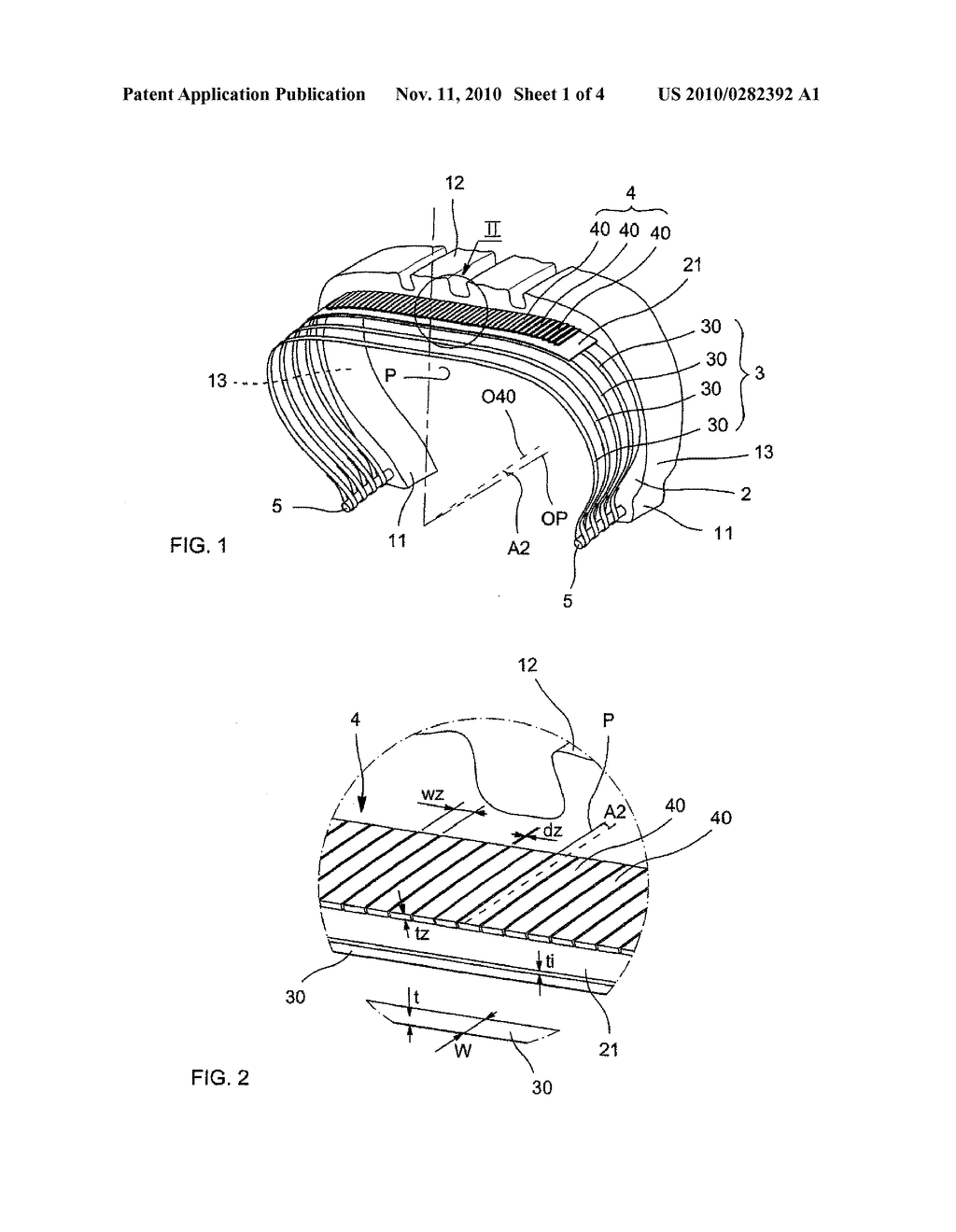 Tire using a Reinforcing Structure with Fibres of Flattened Cross Section - diagram, schematic, and image 02