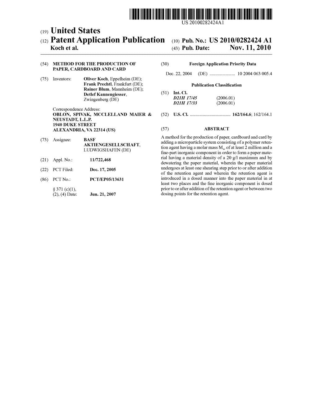 METHOD FOR THE PRODUCTION OF PAPER, CARDBOARD AND CARD - diagram, schematic, and image 01