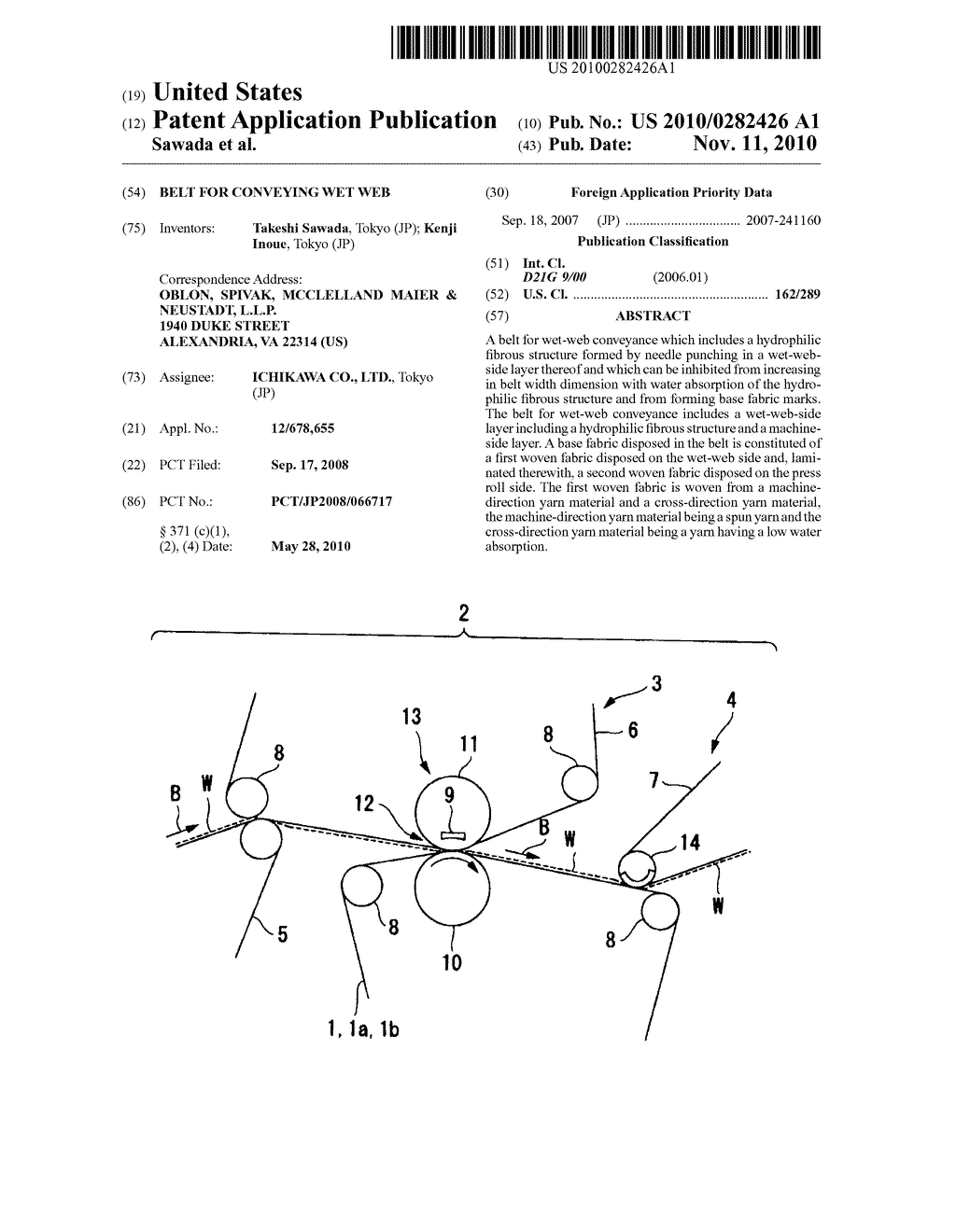 BELT FOR CONVEYING WET WEB - diagram, schematic, and image 01