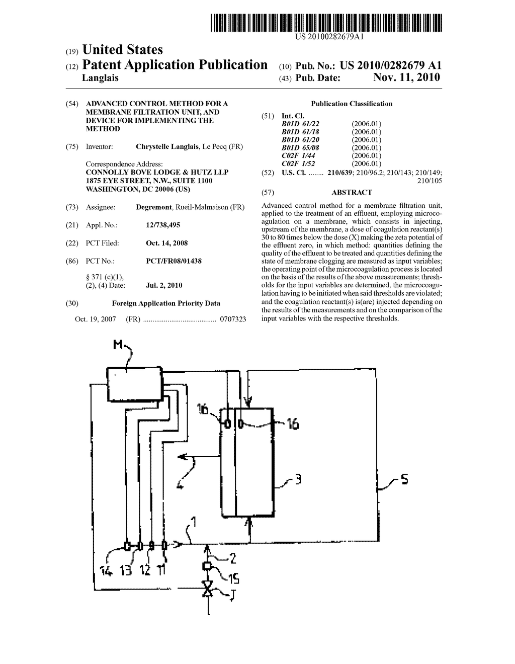 ADVANCED CONTROL METHOD FOR A MEMBRANE FILTRATION UNIT, AND DEVICE FOR IMPLEMENTING THE METHOD - diagram, schematic, and image 01