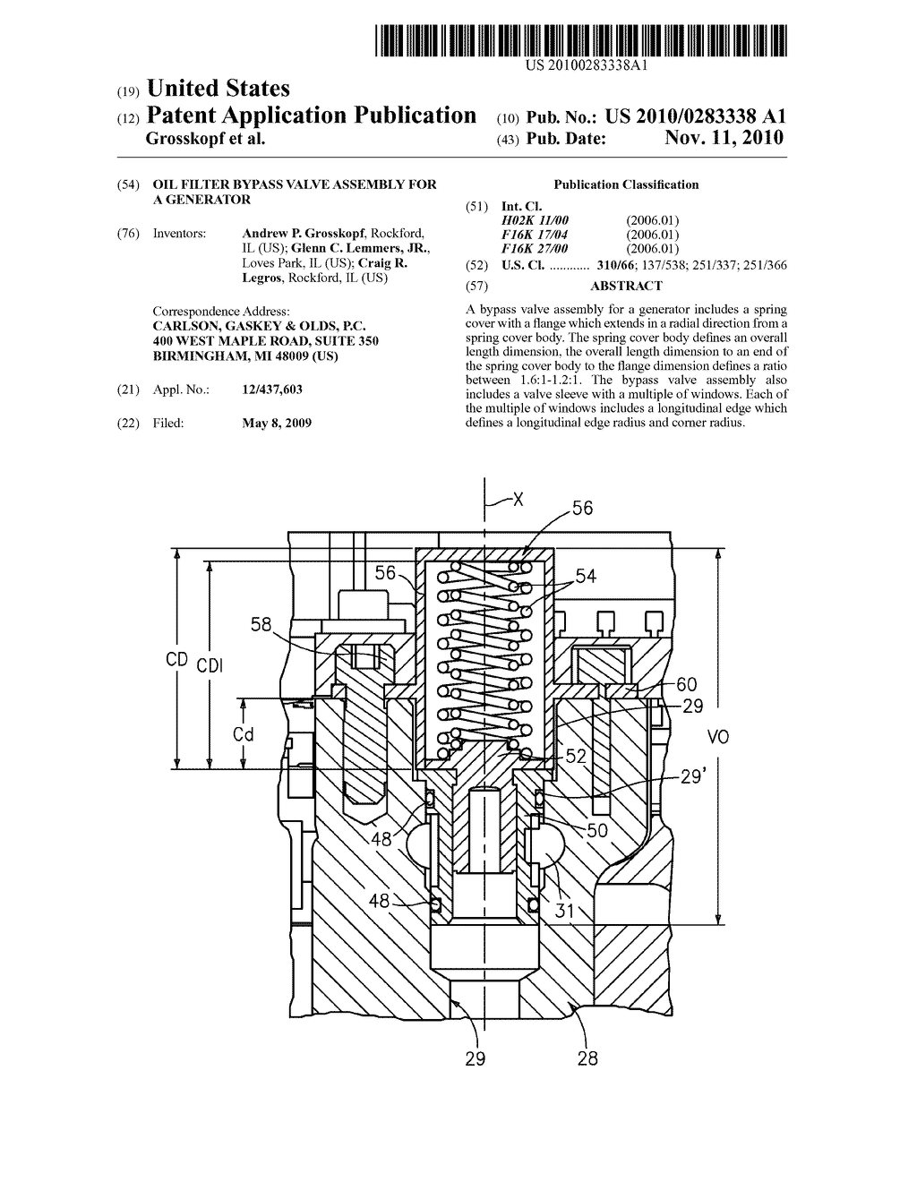 Oil Filter Bypass Valve Assembly For A Generator Diagram
