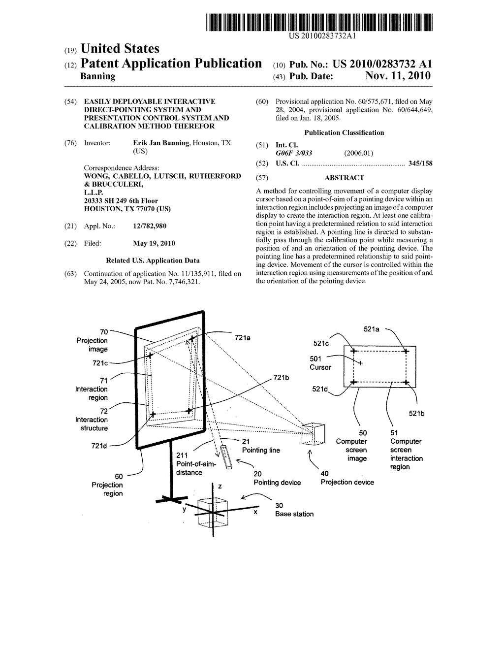 EASILY DEPLOYABLE INTERACTIVE DIRECT-POINTING SYSTEM AND PRESENTATION CONTROL SYSTEM AND CALIBRATION METHOD THEREFOR - diagram, schematic, and image 01