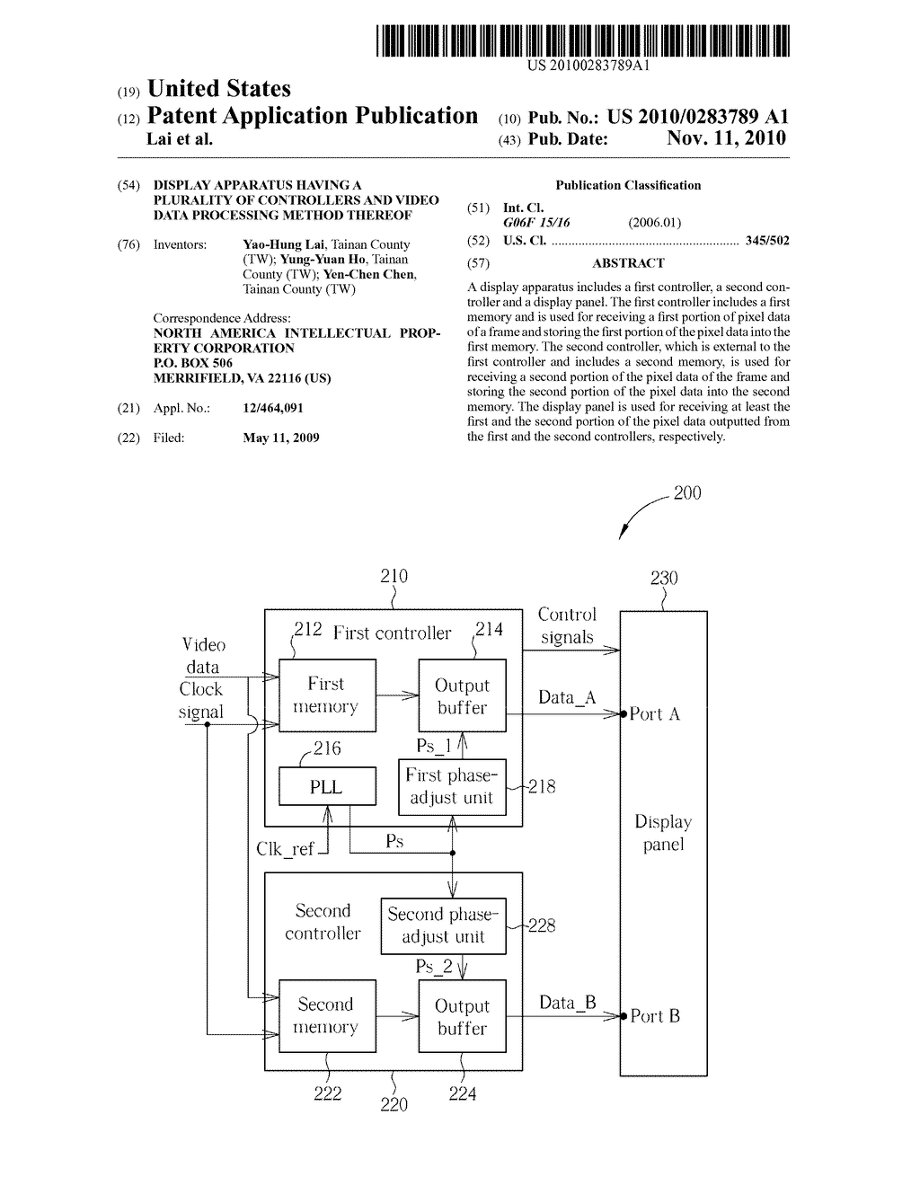 DISPLAY APPARATUS HAVING A PLURALITY OF CONTROLLERS AND VIDEO DATA PROCESSING METHOD THEREOF - diagram, schematic, and image 01