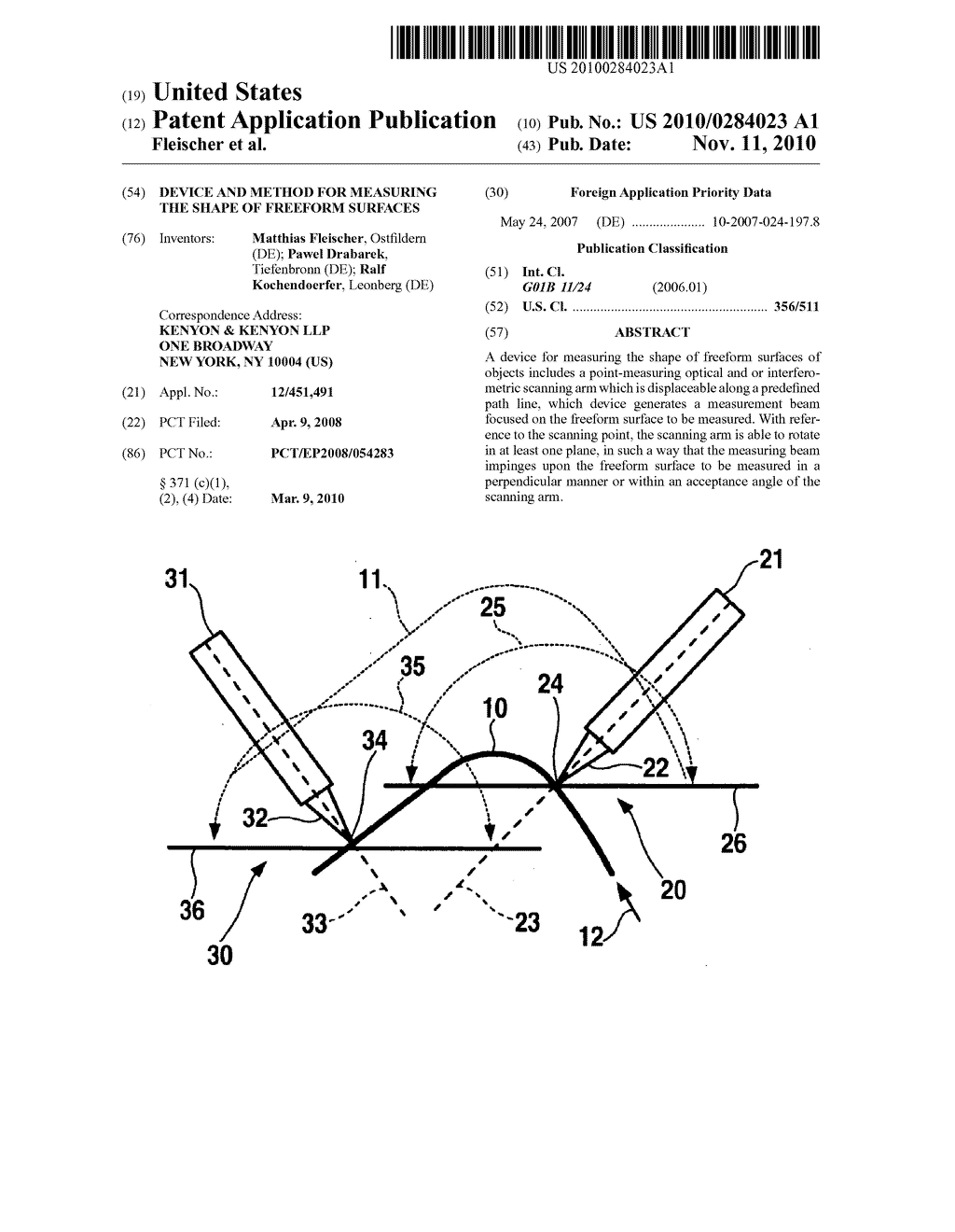 DEVICE AND METHOD FOR MEASURING THE SHAPE OF FREEFORM SURFACES - diagram, schematic, and image 01