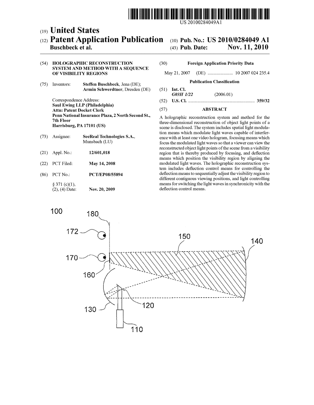 Holographic Reconstruction System and Method with a Sequence of Visibility Regions - diagram, schematic, and image 01