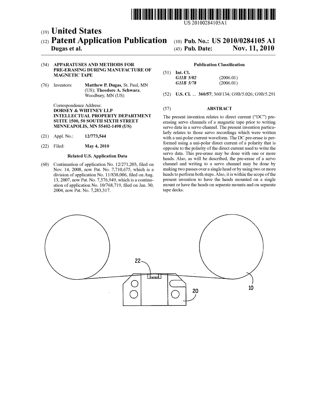 APPARATUSES AND METHODS FOR PRE-ERASING DURING MANUFACTURE OF MAGNETIC TAPE - diagram, schematic, and image 01