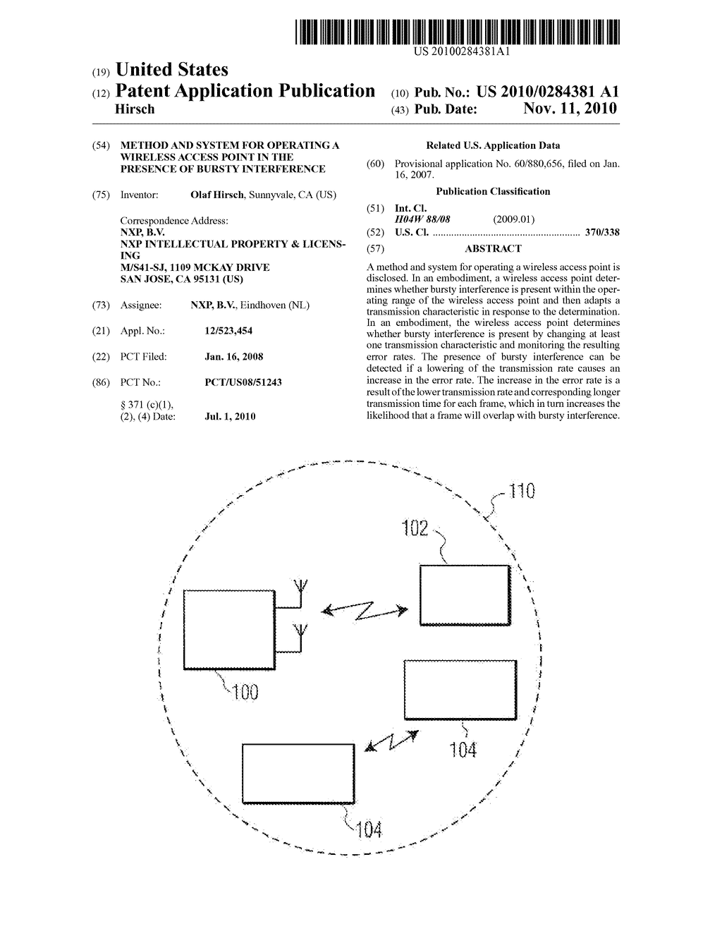 METHOD AND SYSTEM FOR OPERATING A WIRELESS ACCESS POINT IN THE PRESENCE OF BURSTY INTERFERENCE - diagram, schematic, and image 01