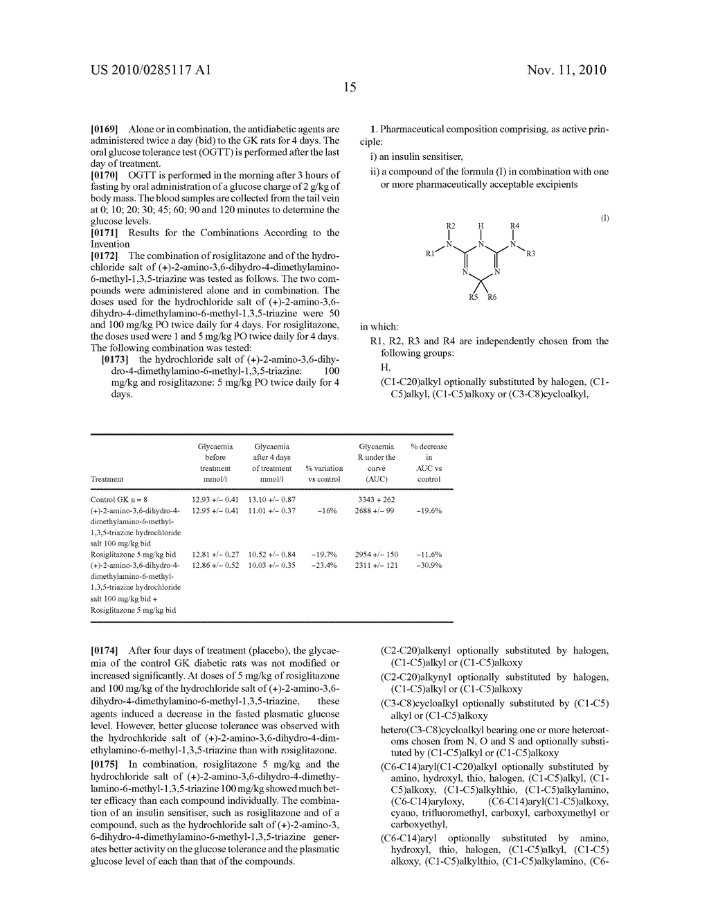 COMBINATION OF TRIAZINE DERIVATIVES AND INSULIN SENSITISERS - diagram, schematic, and image 16