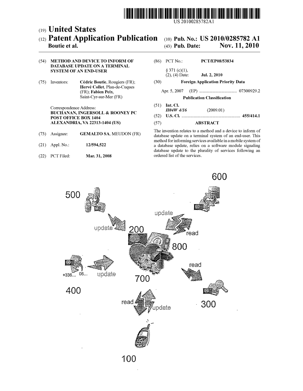 METHOD AND DEVICE TO INFORM OF DATABASE UPDATE ON A TERMINAL SYSTEM OF AN END-USER - diagram, schematic, and image 01
