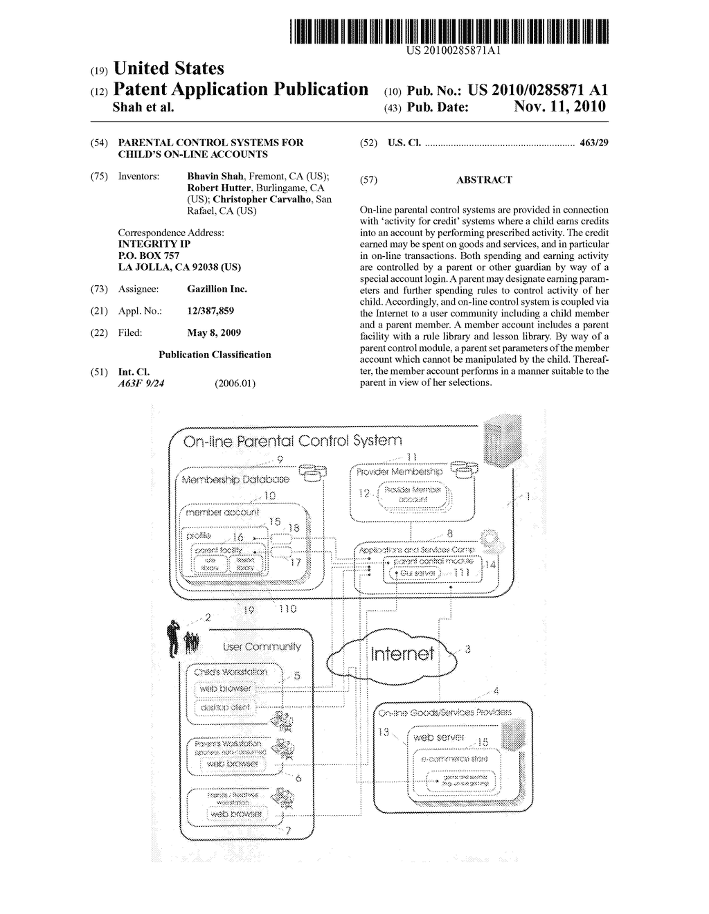 Parental control systems for child's on-line accounts - diagram, schematic, and image 01