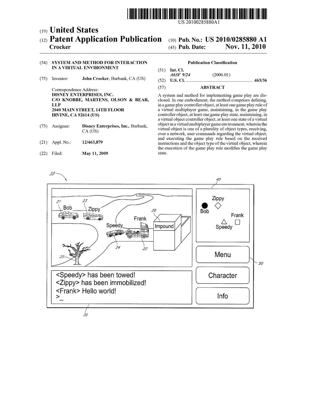 SYSTEM AND METHOD FOR INTERACTION IN A VIRTUAL ENVIRONMENT - diagram, schematic, and image 01