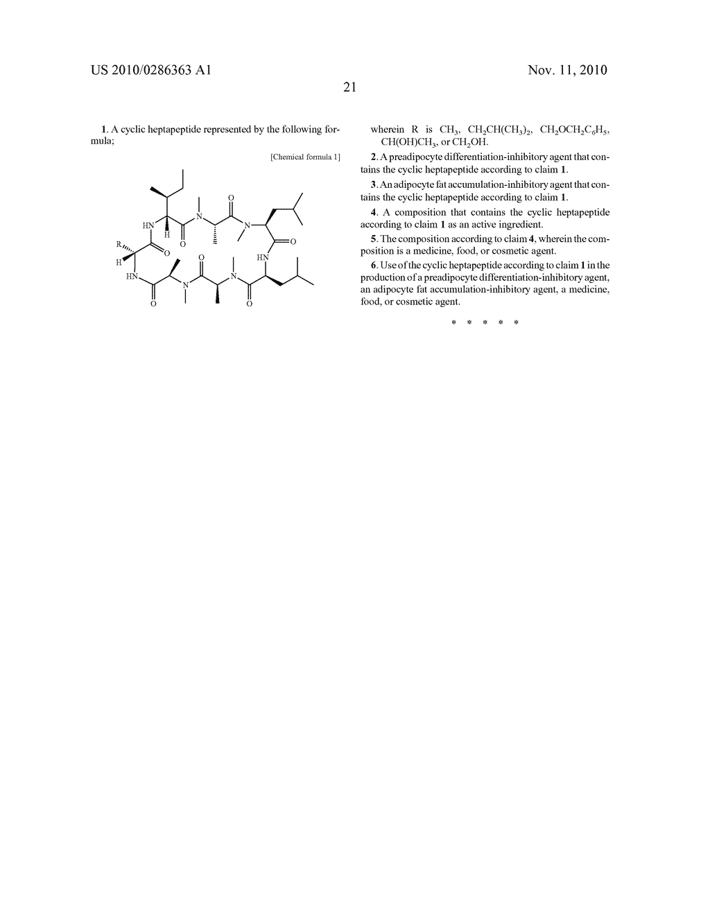 CYCLIC HEPTAPEPTIDE AND USE OF THE SAME - diagram, schematic, and image 29