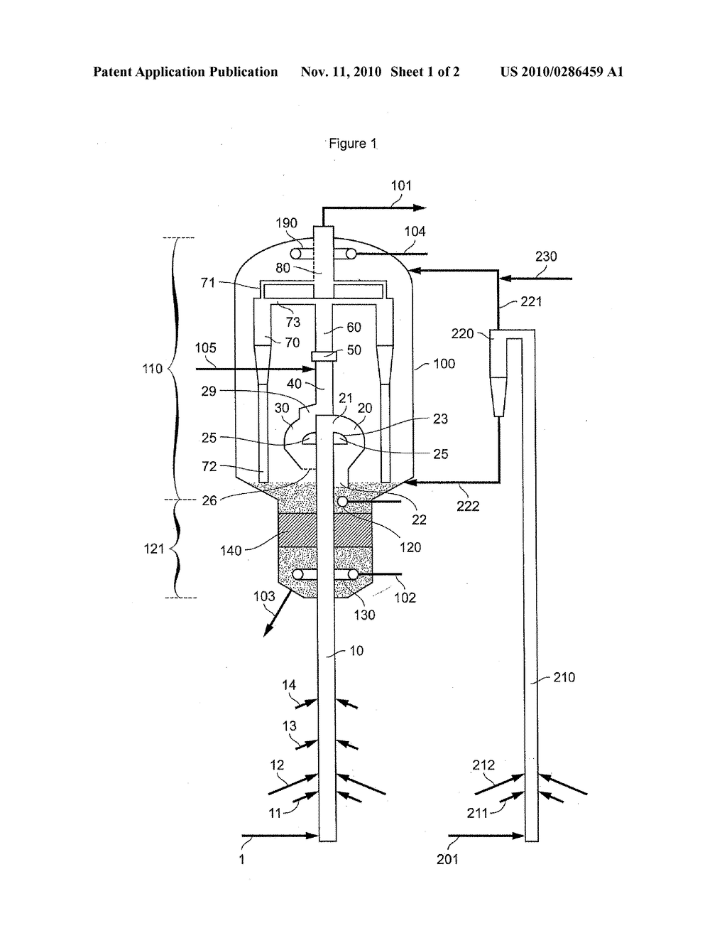 REACTION ZONE COMPRISING TWO RISERS IN PARALLEL AND A COMMON GAS-SOLID SEPARATION ZONE, FOR THE PRODUCTION OF PROPYLENE - diagram, schematic, and image 02