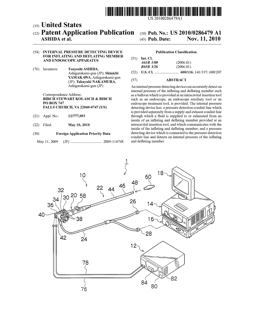 INTERNAL PRESSURE DETECTING DEVICE FOR INFLATING AND DEFLATING MEMBER AND ENDOSCOPE APPARATUS - diagram, schematic, and image 01