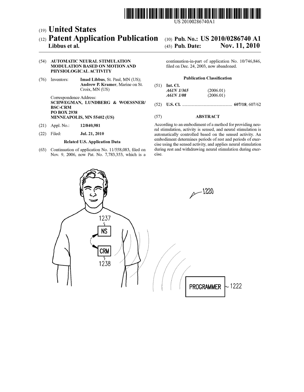 AUTOMATIC NEURAL STIMULATION MODULATION BASED ON MOTION AND PHYSIOLOGICAL ACTIVITY - diagram, schematic, and image 01