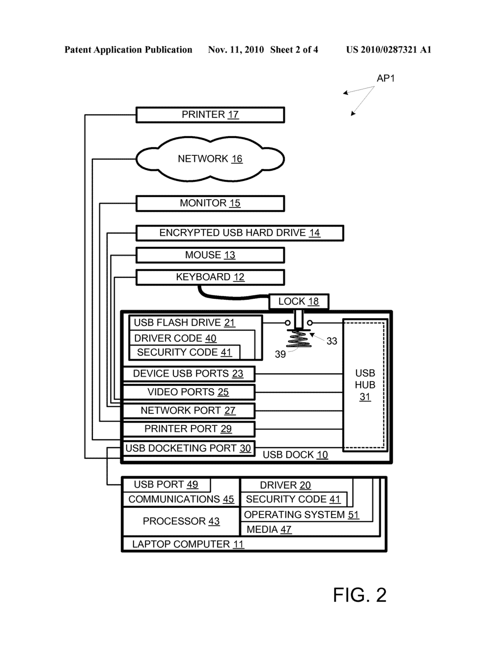 COMPUTER DOCK PROVIDING FOR DISCONNECTING MEDIA FROM DOCKING PORT WHEN LOCK IS INSERTED - diagram, schematic, and image 03