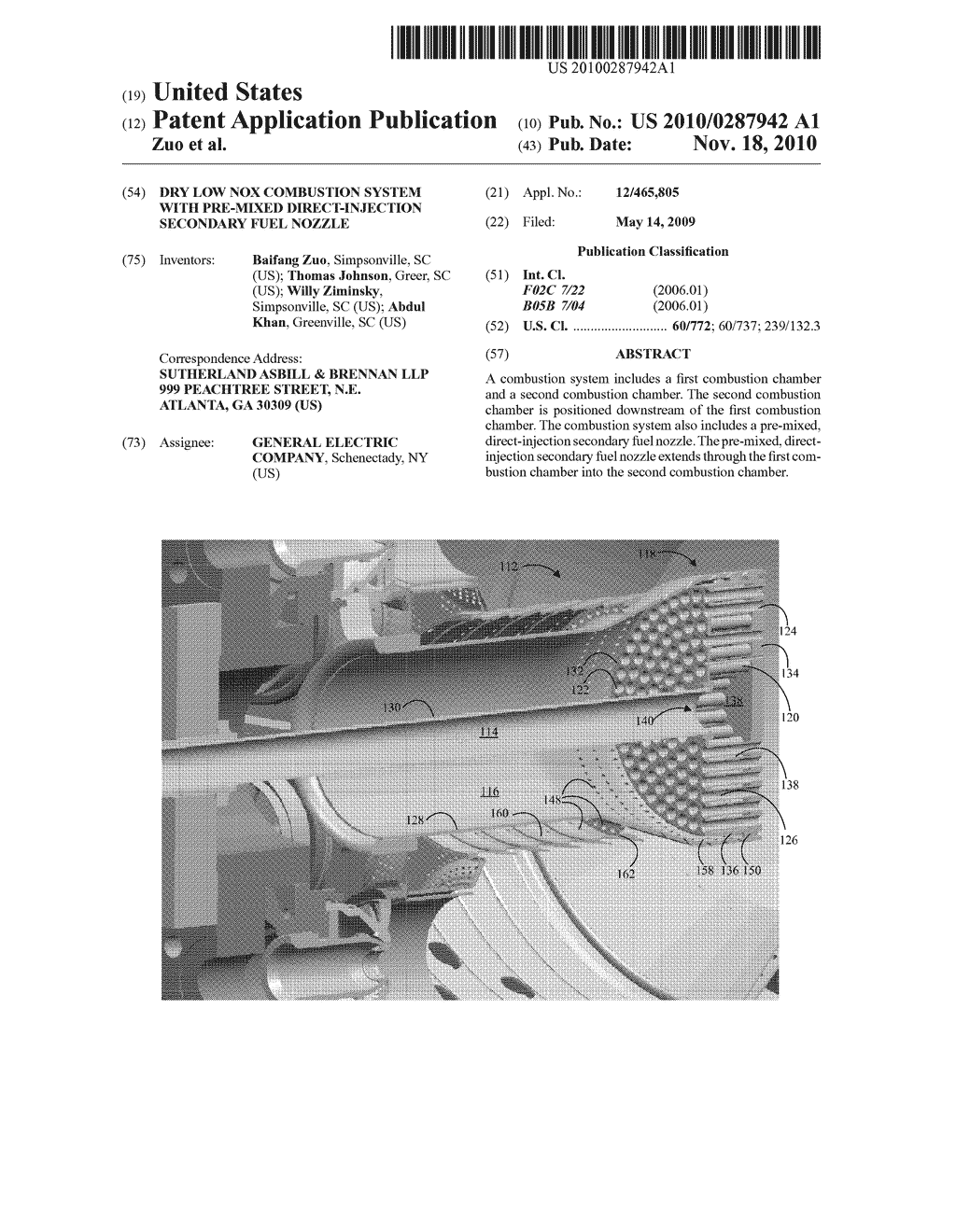 Dry Low NOx Combustion System with Pre-Mixed Direct-Injection Secondary Fuel Nozzle - diagram, schematic, and image 01