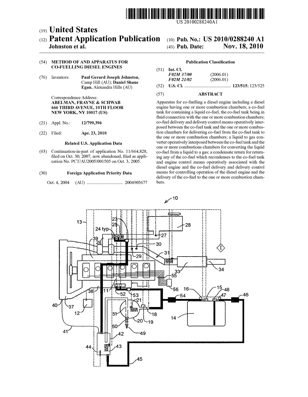 Method of and apparatus for co-fuelling diesel engines - diagram, schematic, and image 01
