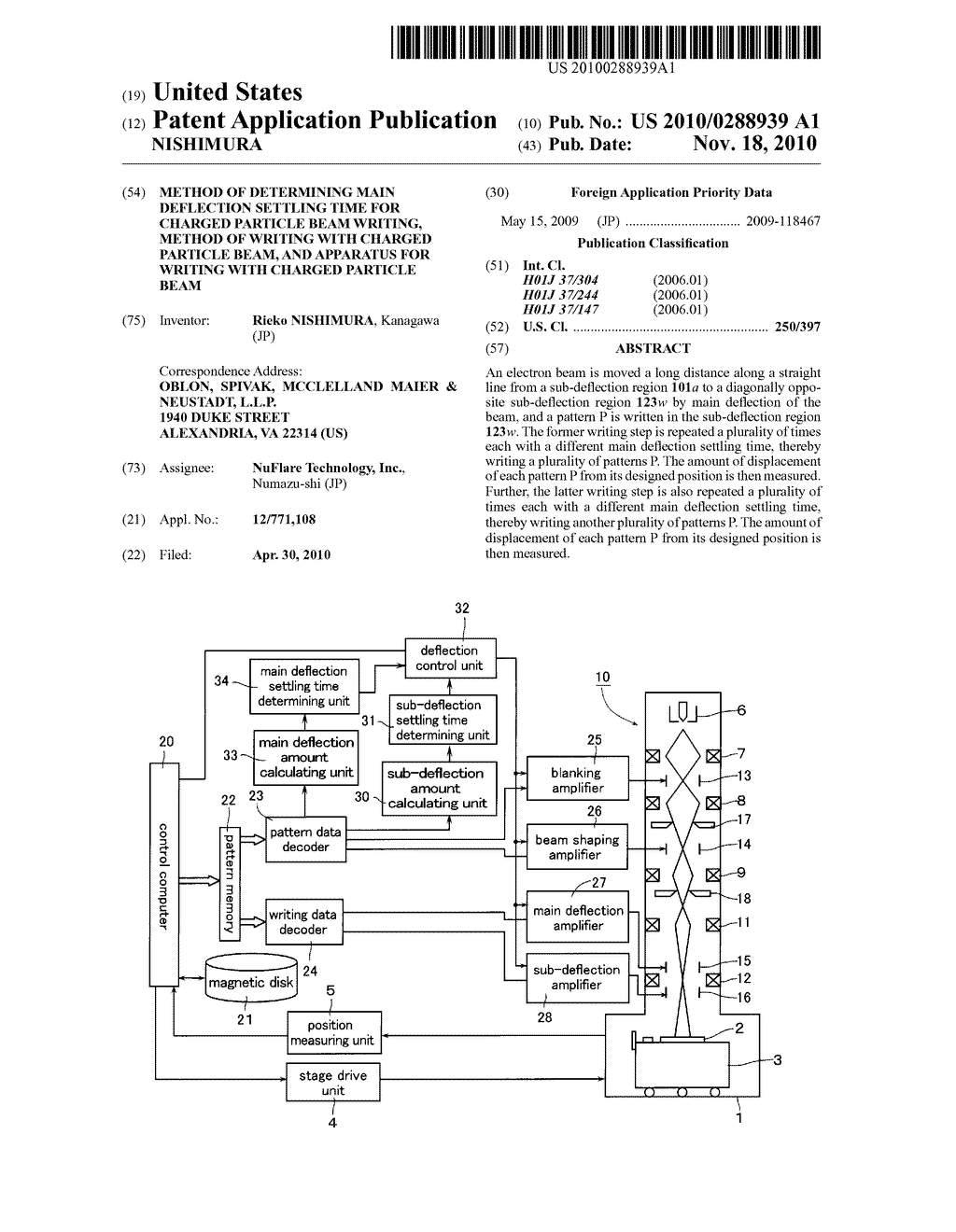 METHOD OF DETERMINING MAIN DEFLECTION SETTLING TIME FOR CHARGED PARTICLE BEAM WRITING, METHOD OF WRITING WITH CHARGED PARTICLE BEAM, AND APPARATUS FOR WRITING WITH CHARGED PARTICLE BEAM - diagram, schematic, and image 01